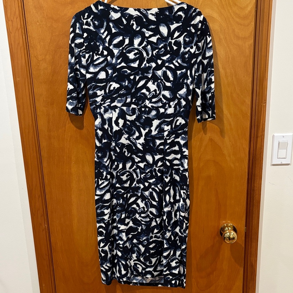 Ralph Lauren Navy and White Abstract Print Midi Dress - Picture 7 of 7